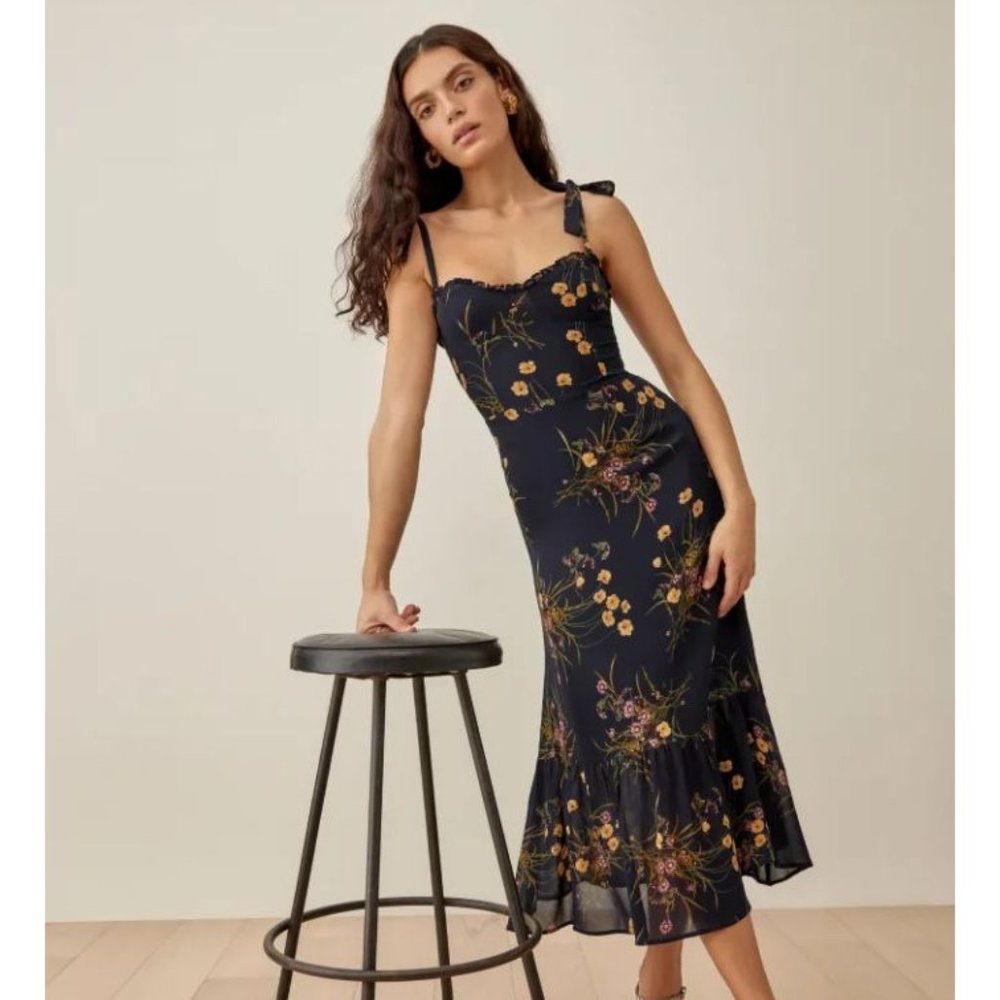 🆕Reformation Nikita Tie Strap Dress in Mademoiselle Floral Size 12